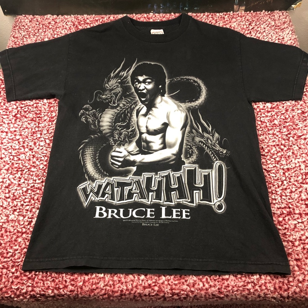 Vintage Bruce Lee “Watahhh” Dragon Graphic T-Shirt Men’s Large Black